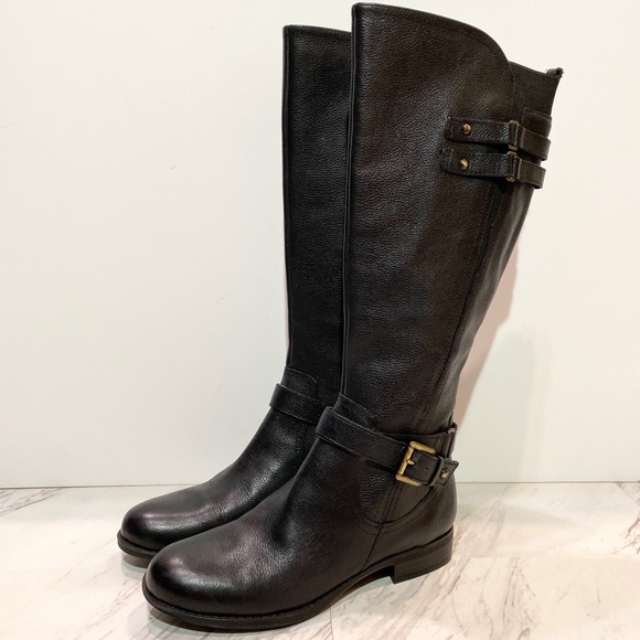 Naturalizer Jackie Black Leather Tall Boot 7W - Picture 1 of 13